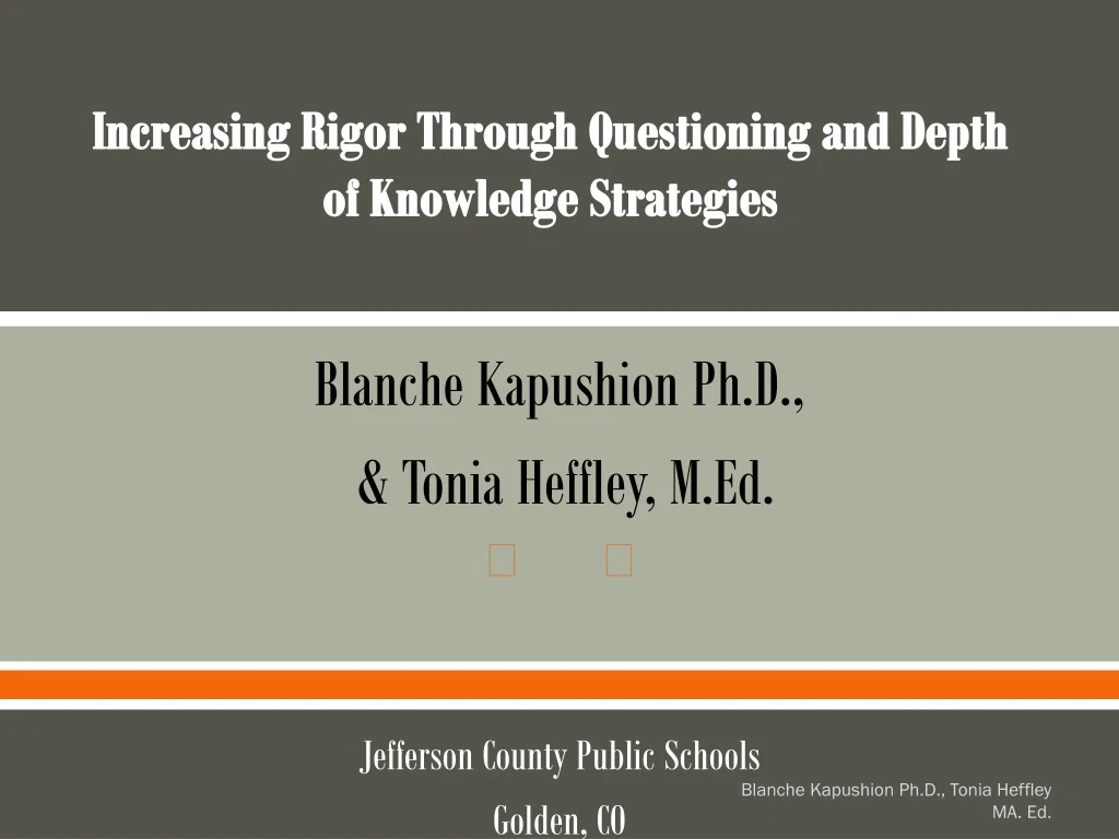 increasing rigor through questioning and depth of knowledge strategies