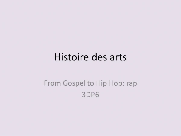 Histoire des arts