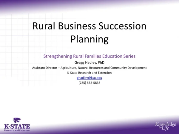 Rural Business Succession Planning