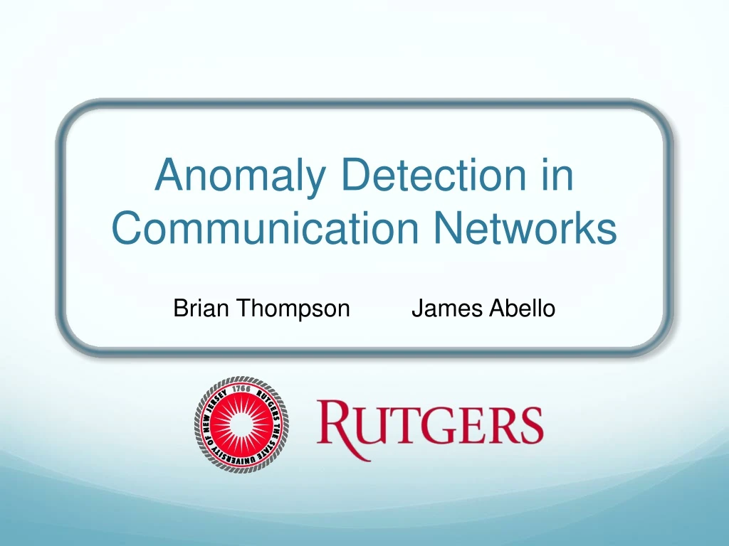 anomaly detection in communication networks