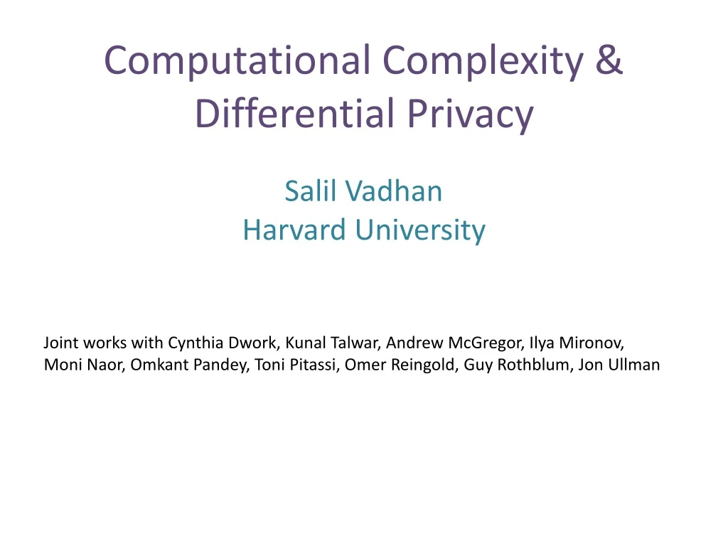 computational complexity differential privacy
