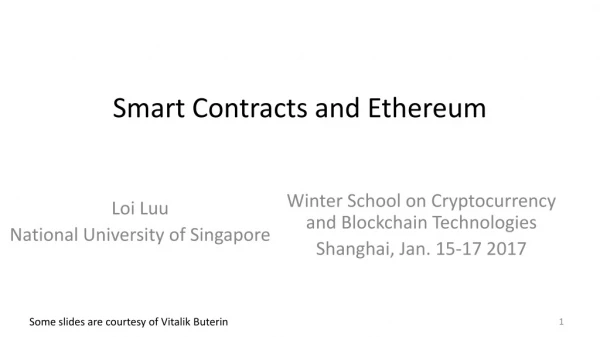 Smart Contracts and Ethereum