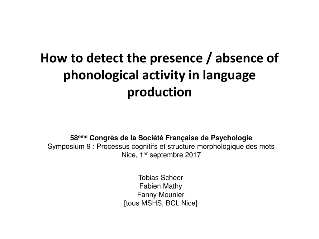 how to detect the presence absence