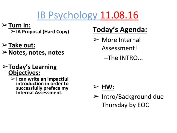 IB Psychology 11.08.16
