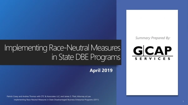 Implementing Race-Neutral Measures in State DBE Programs