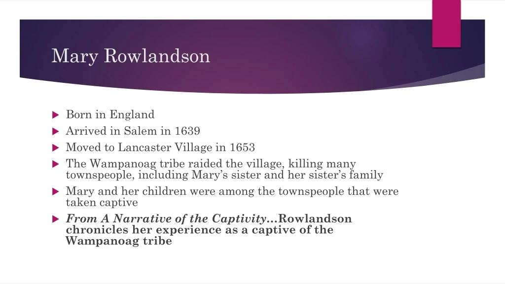 mary rowlandson