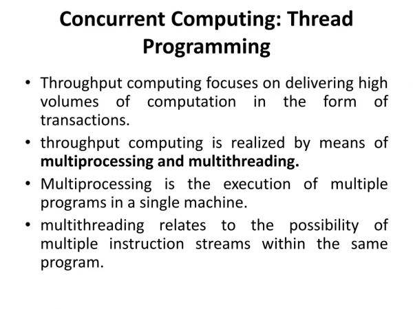 Concurrent Computing: Thread Programming