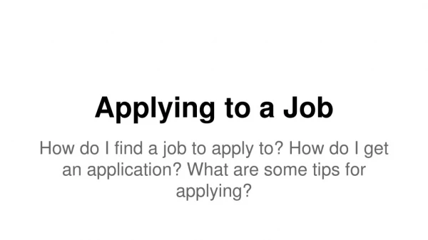 Applying to a Job