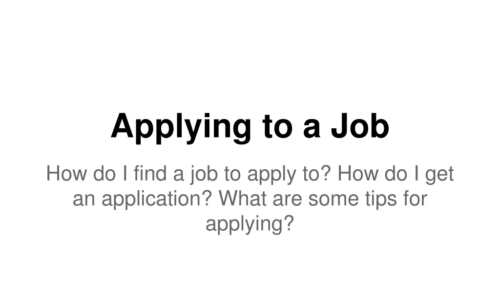 applying to a job