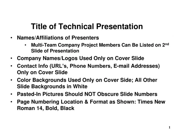 Title of Technical Presentation