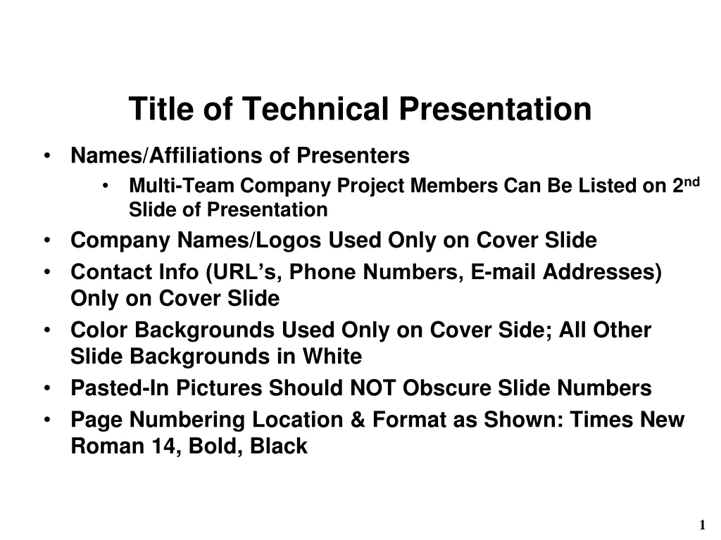 title of technical presentation