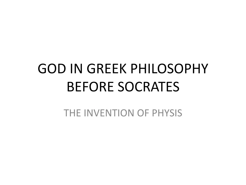 god in greek philosophy before socrates
