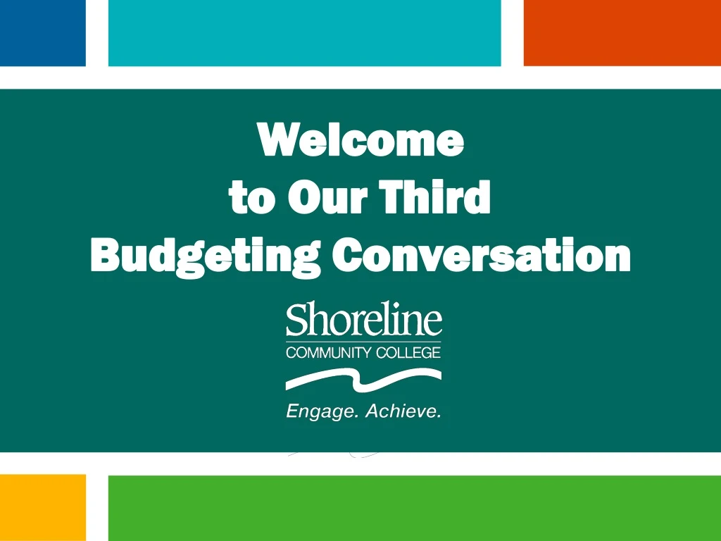 welcome to our third budgeting conversation