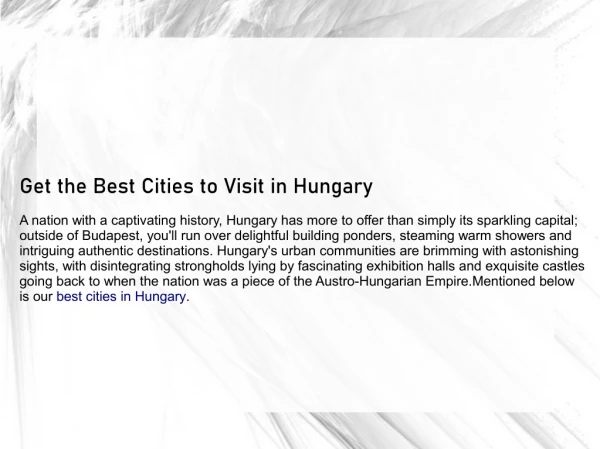 Best Cities in Hungary