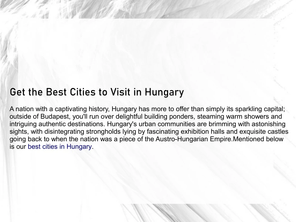 get the best cities to visit in hungary