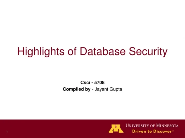 Highlights of Database Security