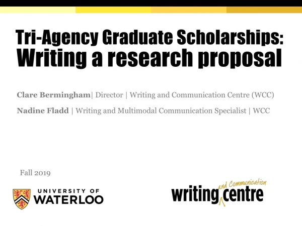 Tri-Agency Graduate Scholarships: Writing a research proposal