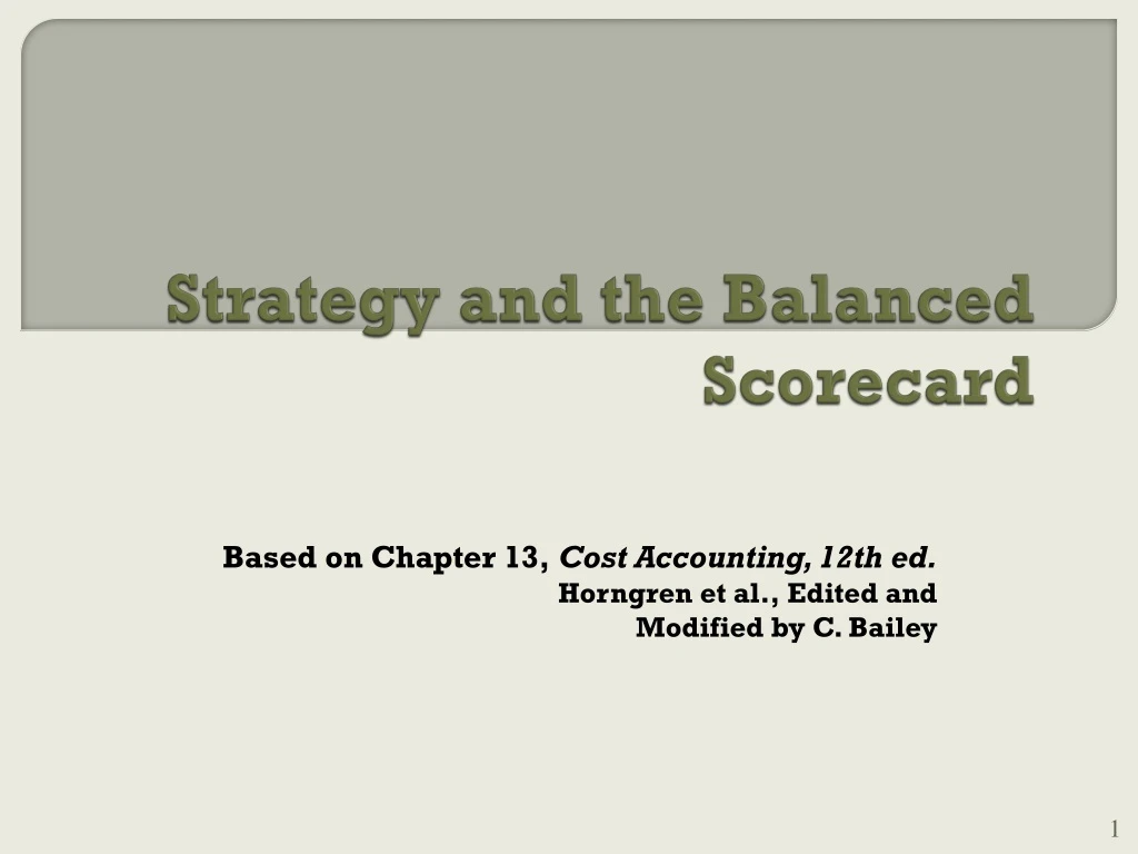 strategy and the balanced scorecard