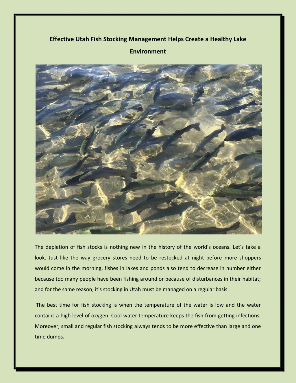 effective utah fish stocking management helps