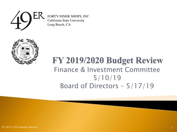 FY 2019/2020 Budget Review
