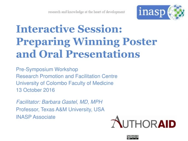 Interactive Session: Preparing Winning Poster and Oral Presentations