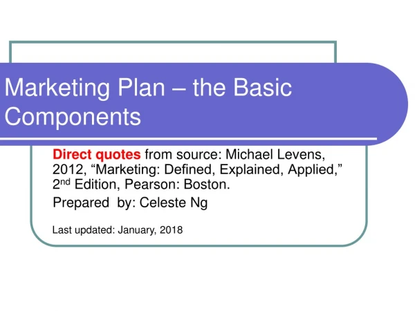 Marketing Plan – the Basic Components