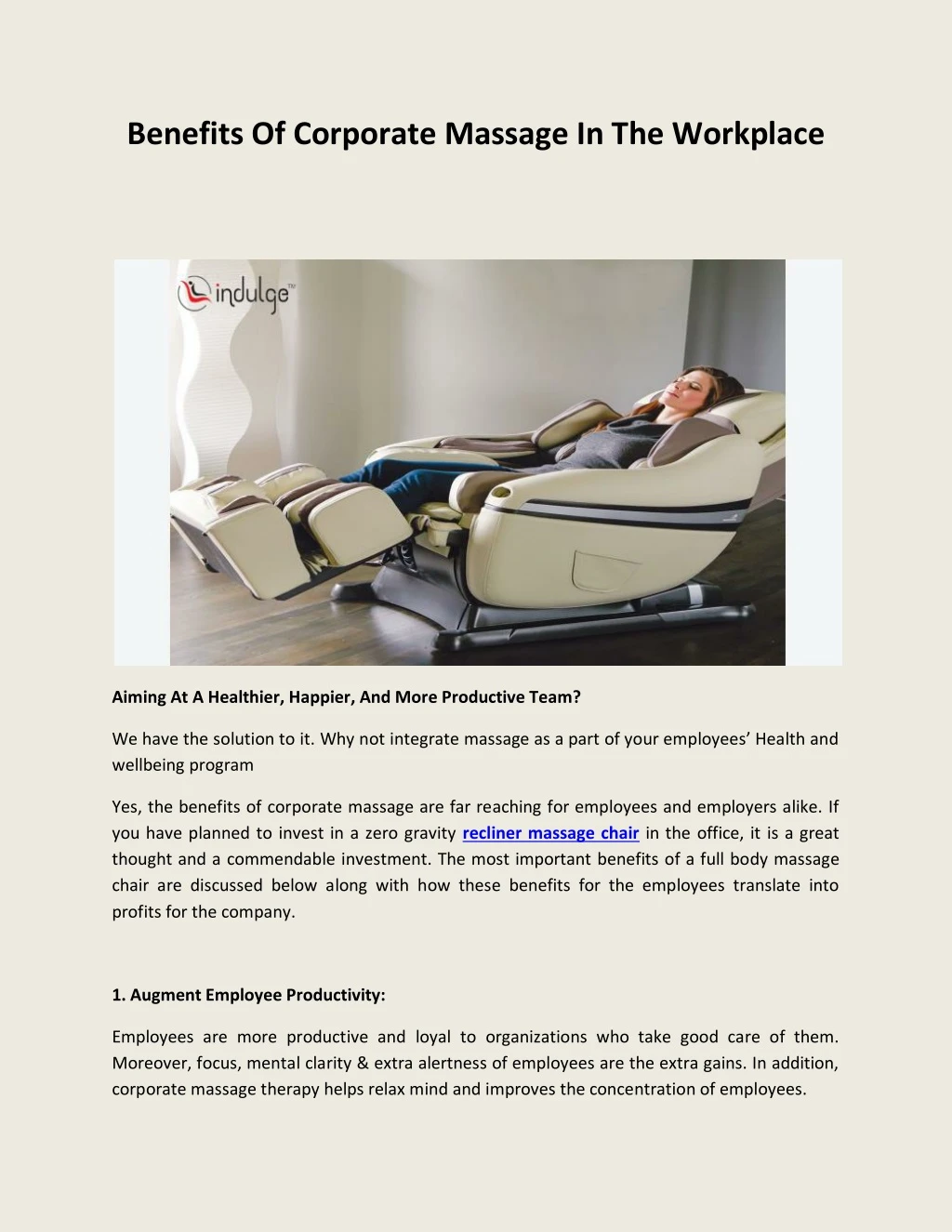 benefits of corporate massage in the workplace