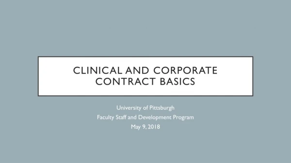 Clinical and corporate contract basics