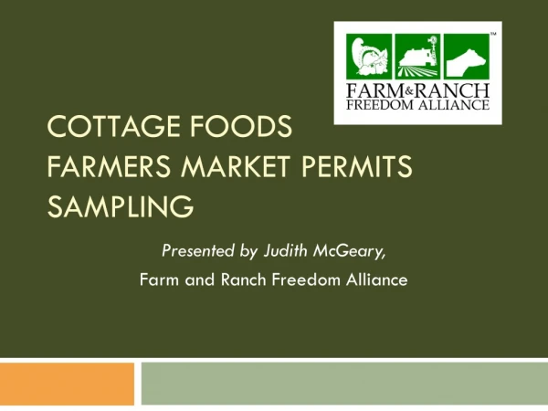 Cottage foods Farmers market permits Sampling