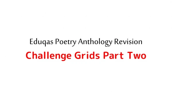 Eduqas Poetry Anthology Revision