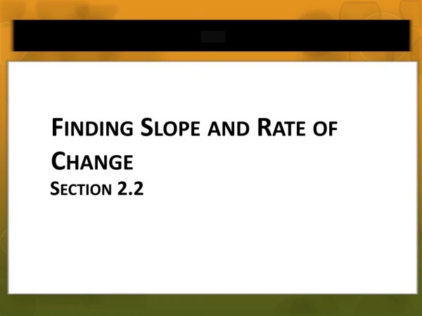 Finding Slope and Rate of Change