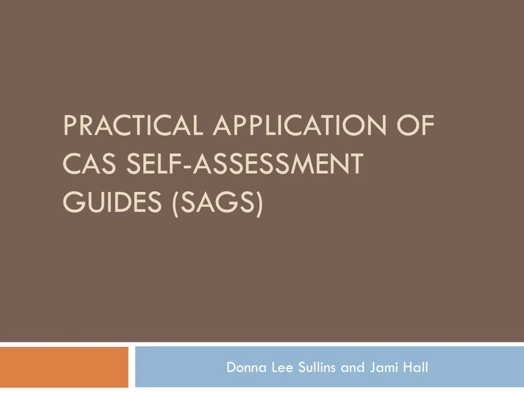 practical application of cas self assessment guides sags