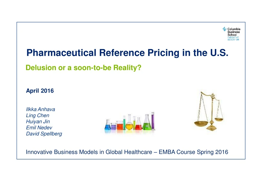 pharmaceutical reference pricing in the u s