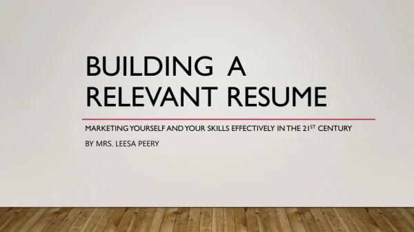 Building a Relevant resume