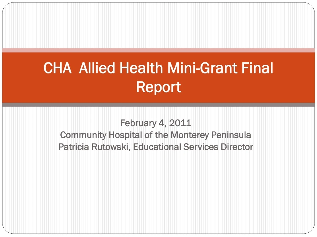 cha allied health mini grant final report