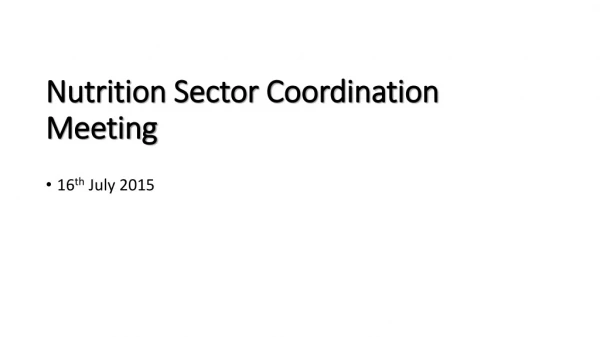 Nutrition Sector Coordination Meeting