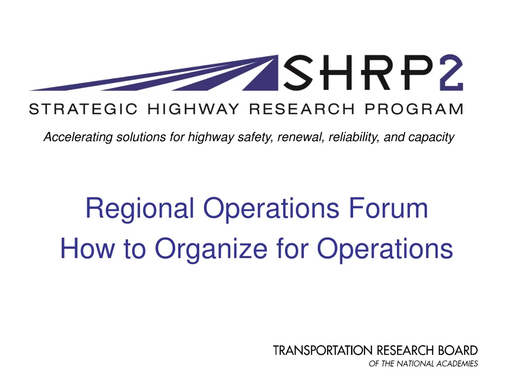 regional operations forum how to organize for operations