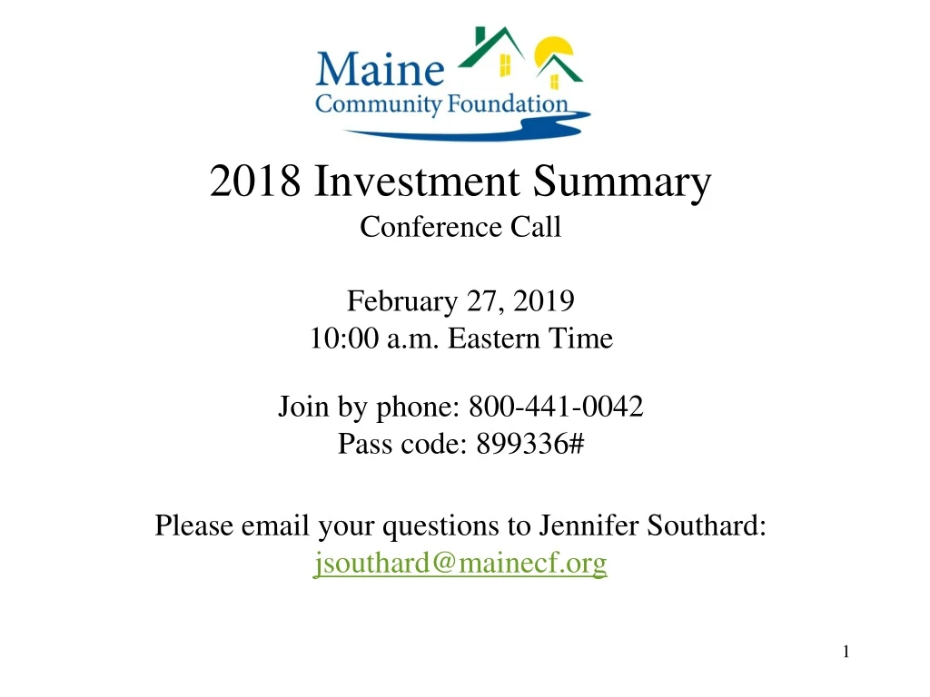 2018 investment summary conference call february