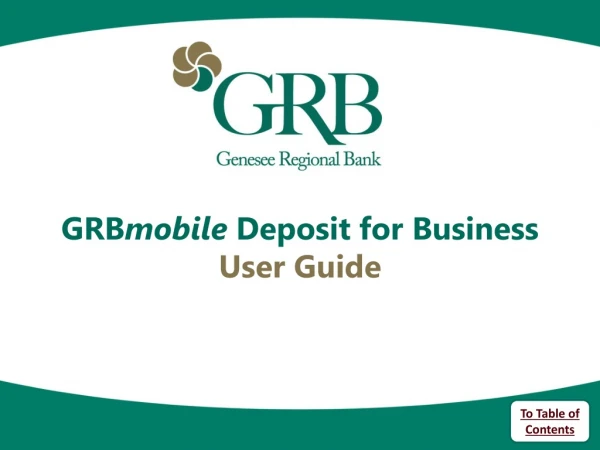 GRB mobile Deposit for Business User Guide