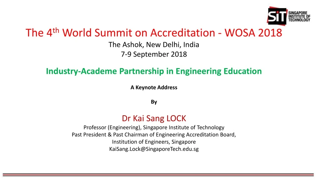 the 4 th world summit on accreditation wosa 2018