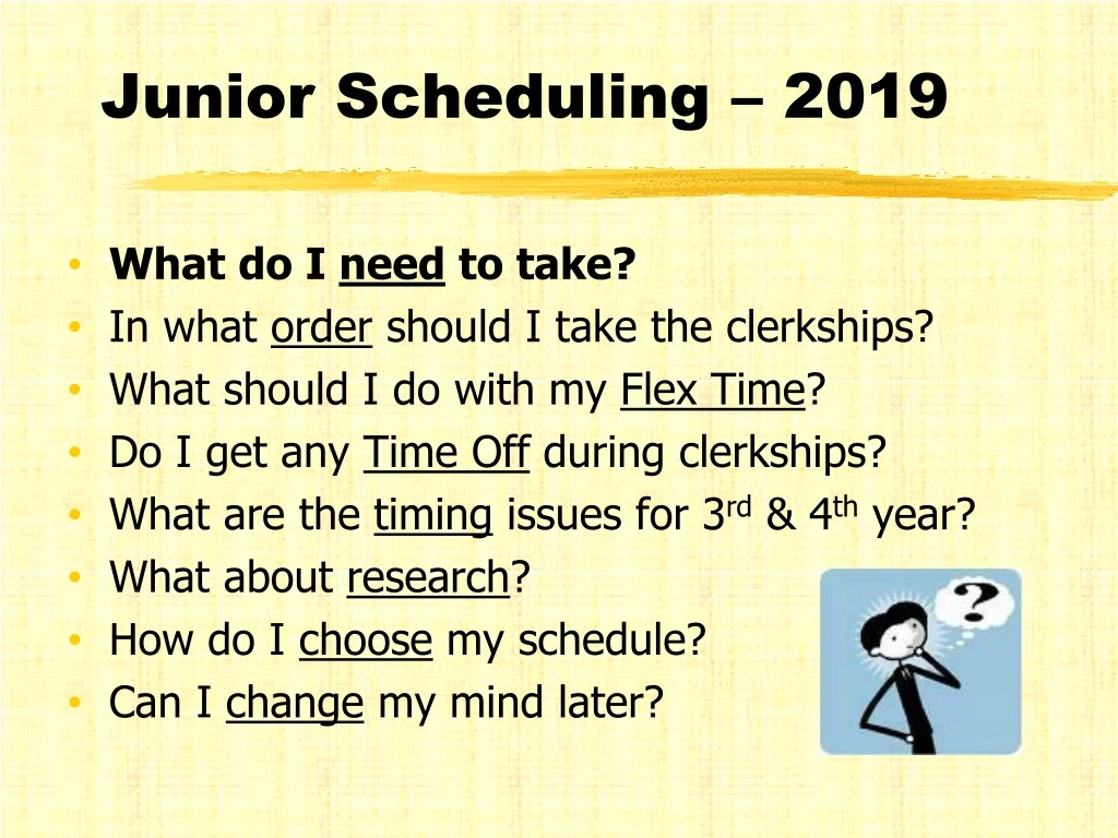 junior scheduling 2019