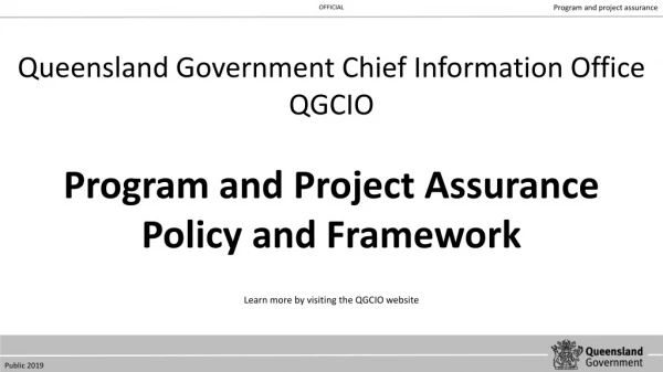 Program and Project Assurance Policy and Framework