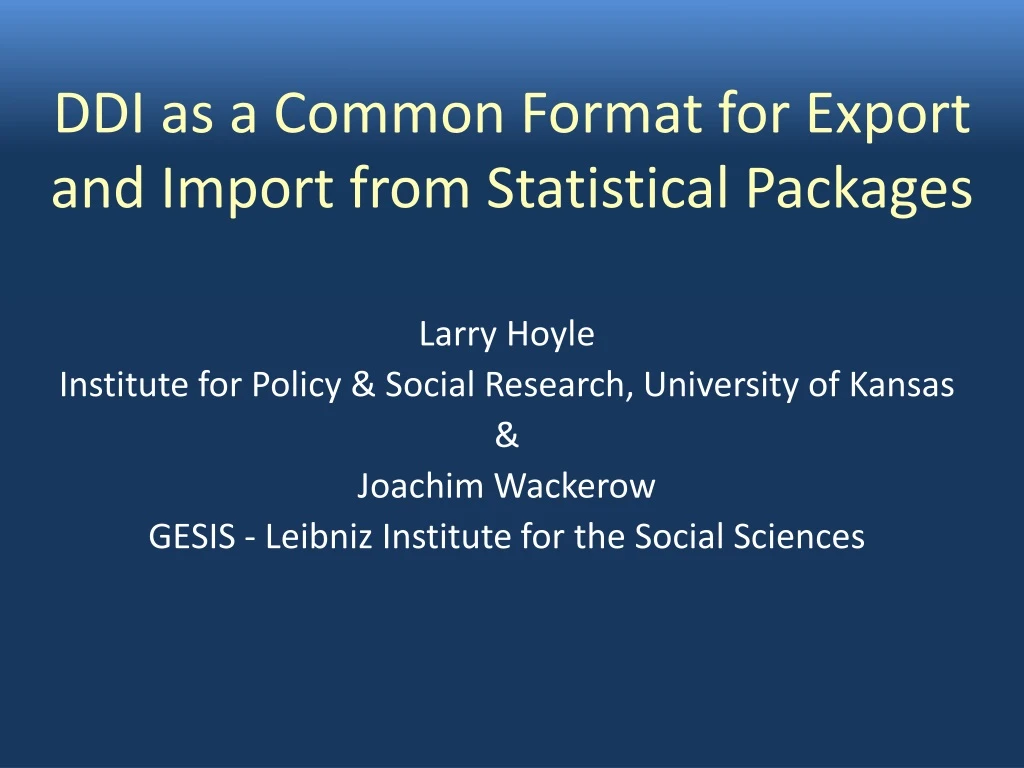 ddi as a common format for export and import from statistical packages