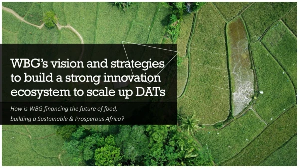 WBG’s vision and strategies to build a strong innovation ecosystem to scale up DATs