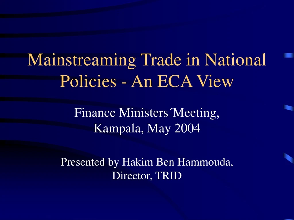 mainstreaming trade in national policies an eca view