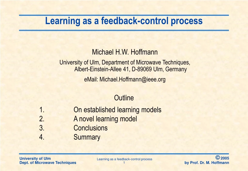 learning as a feedback control process