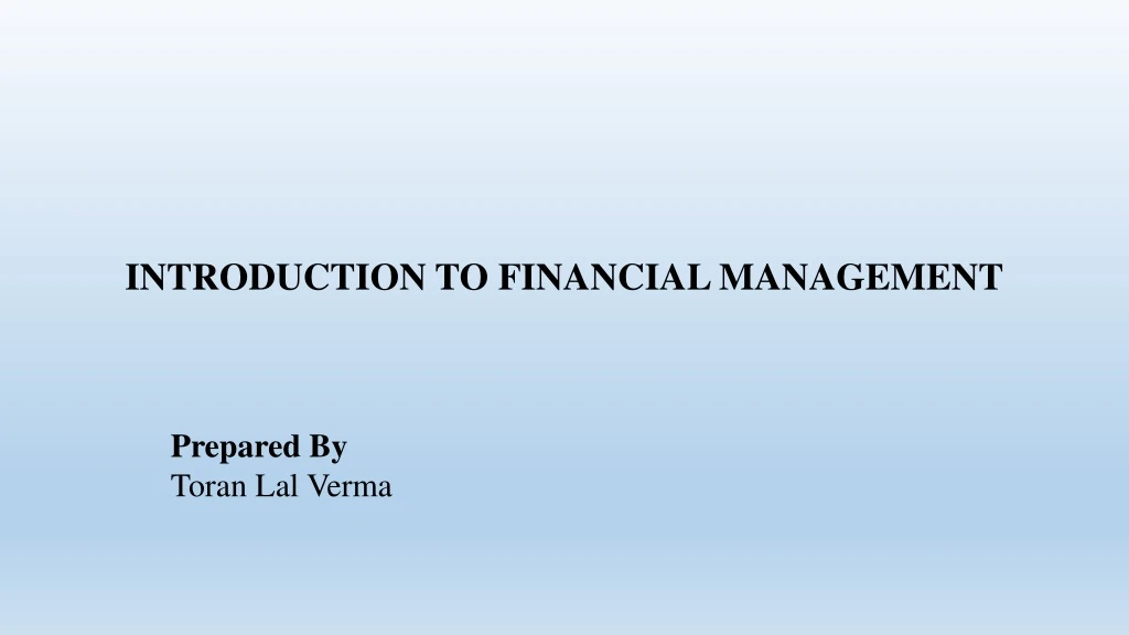 introduction to financial management prepared