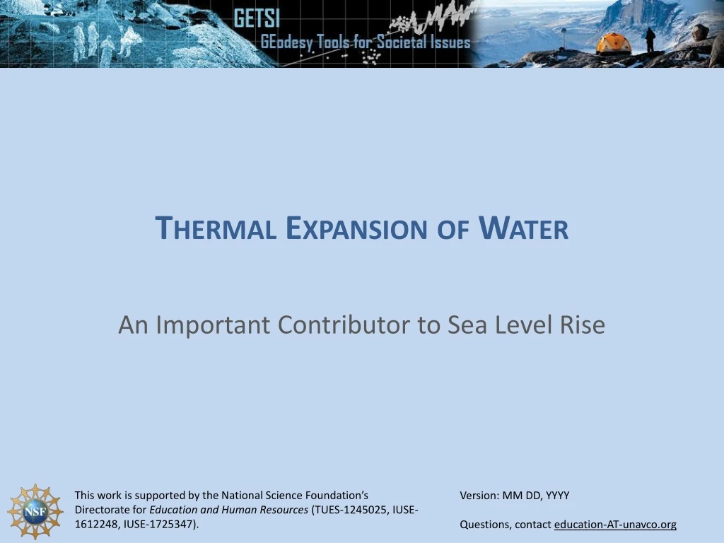 thermal expansion of water