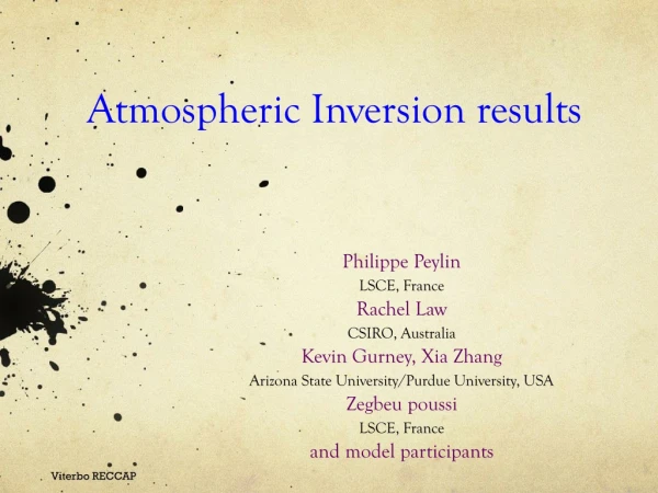 Atmospheric Inversion results