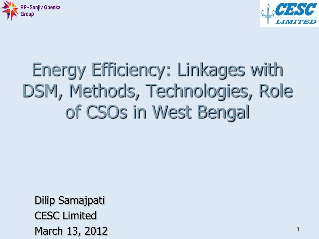 energy efficiency linkages with dsm methods technologies role of csos in west bengal